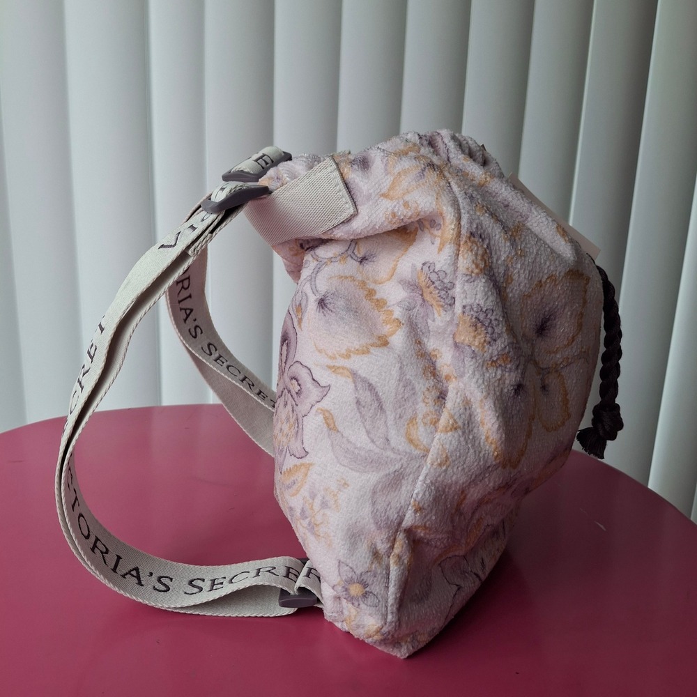 Victoria's Secret 2-in-1 Towel Backpack Purple Floral Striped Drom Resort NWT - Picture 11 of 13